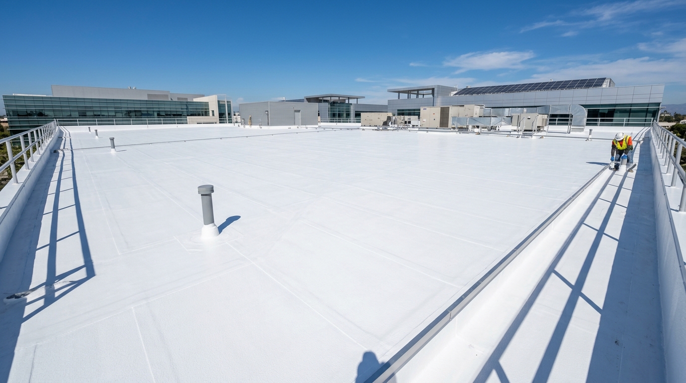 Liquid Acrylic UV-Reflective Roof Coating - Waterproofing System in Oman - Al Sameem